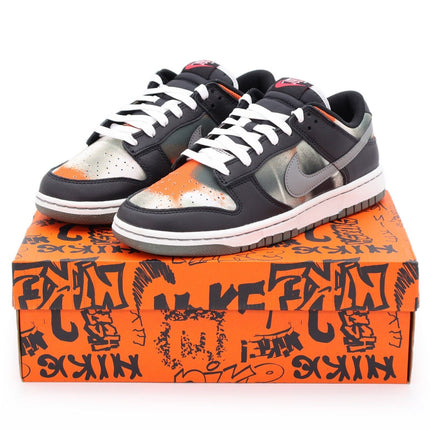 DM0108-001 Nike Dunk Low Graffiti Black Red Grey Orange Tie-Dye Khaki (Men's)