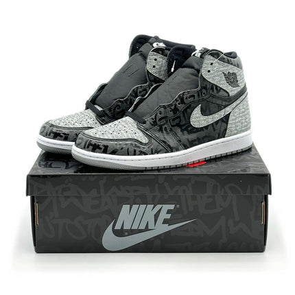 555088-036 Nike Jordan 1 High OG Rebellionaire Black White Particle Grey