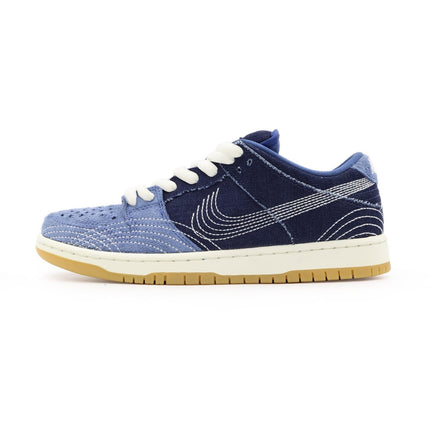 CV0316-400 Nike SB Dunk Low Sashiko Denim Gum Mystic Navy Light Brown (Men's)