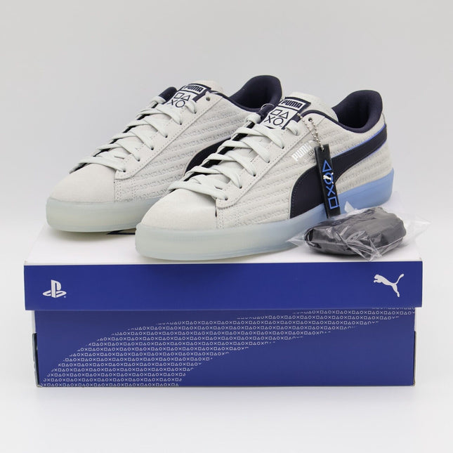 396246-01 PlayStation Puma Suede Glacial Gray New Navy (Men's)