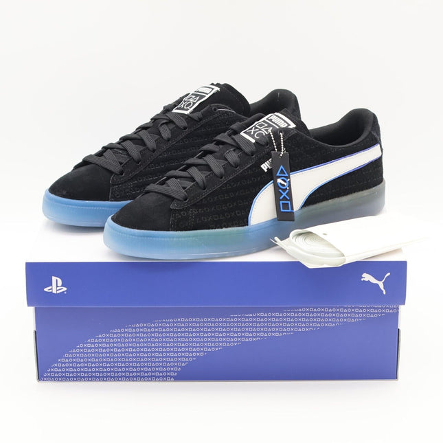 396246-02 PlayStation Puma Suede Puma Black Glacial Gray Blue (Men's)