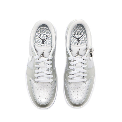 FD6848-001 Nike Air Jordan 1 Low Golf Gift Giving Metallic Silver White (Men's)