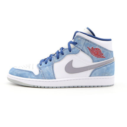 DN3706-401 Nike Jordan 1 Mid SE French Blue White Hyper Royal Red White (Men's)