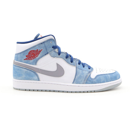 DN3706-401 Nike Jordan 1 Mid SE French Blue White Hyper Royal Red White (Men's)