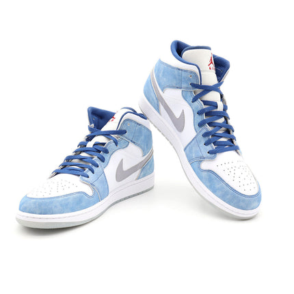 DN3706-401 Nike Jordan 1 Mid SE French Blue White Hyper Royal Red White (Men's)