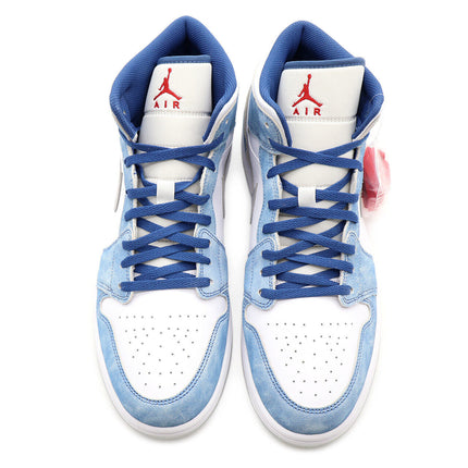 DN3706-401 Nike Jordan 1 Mid SE French Blue White Hyper Royal Red White (Men's)