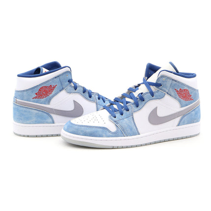 DN3706-401 Nike Jordan 1 Mid SE French Blue White Hyper Royal Red White (Men's)