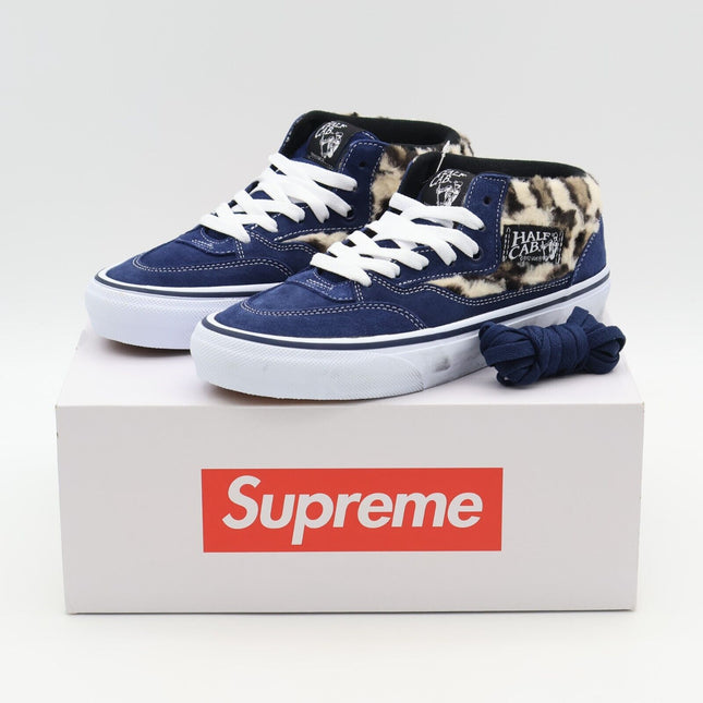 VN0A5KYANVY Supreme Vans Leopard Half Cab Navy Blue White (Men's)