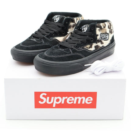 VN0A5KYABMA Supreme Vans Skate Leopard Half Cab 92 Black Animal Beige (Men's)