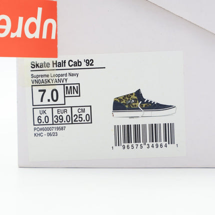 VN0A5KYANVY Supreme Vans Leopard Half Cab Navy Blue White (Men's)