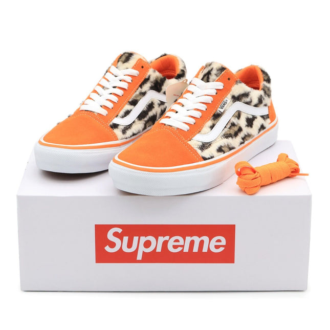 VN0A5FCBORA Supreme Vans Leopard Old Skool Orange White (Men's)