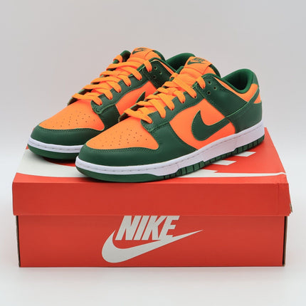 DD1391-300 Nike Dunk Low Miami Hurricanes Gorge Green Total Orange (Men's)