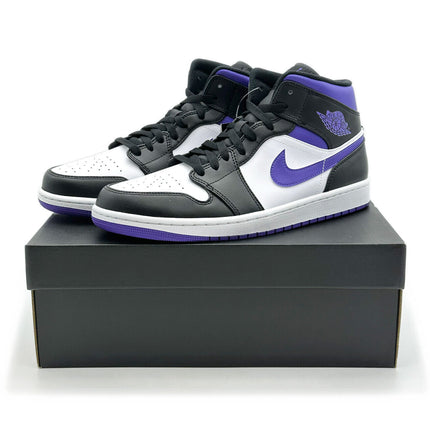 554724-095 Nike Air Jordan 1 Mid Black Court Purple Dark Iris White (Men's)