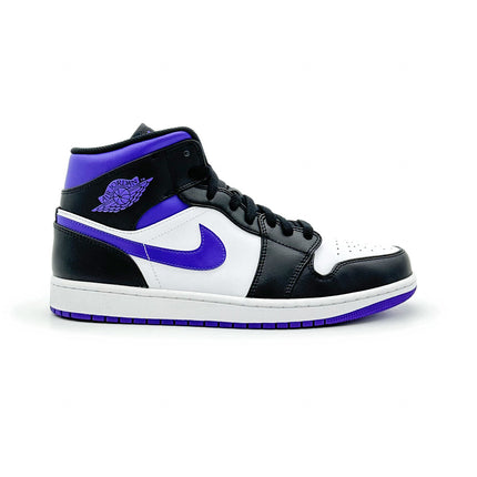 554724-095 Nike Air Jordan 1 Mid Black Court Purple Dark Iris White (Men's)