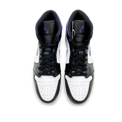 554724-095 Nike Air Jordan 1 Mid Black Court Purple Dark Iris White (Men's)