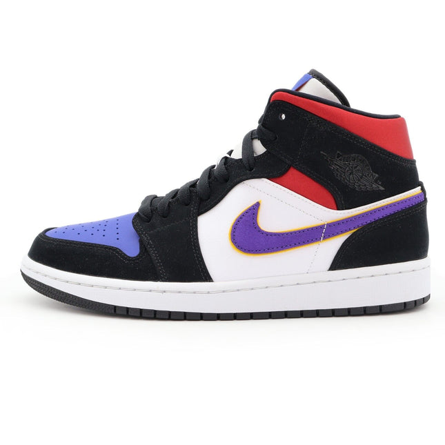 852542-005 Nike Air Jordan 1 Mid Lakers Top 3 Purple White Gym Red Blue (Men's)