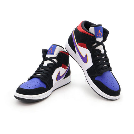 852542-005 Nike Air Jordan 1 Mid Lakers Top 3 Purple White Gym Red Blue (Men's)