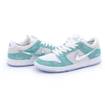 FD2562-400 APRIL SKATEBOARDS Nike SB Dunk Low Pro QS Turbo Green Silver (Men's)