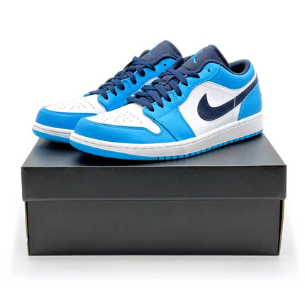 553558-144 Nike Air Jordan 1 Low University Blue UNC Dark Powder Navy (Men's)