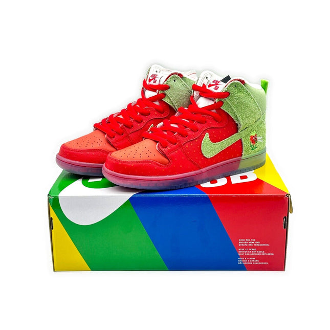 CW7093-600 Nike SB Dunk High Strawberry Cough University Red Spinach Green