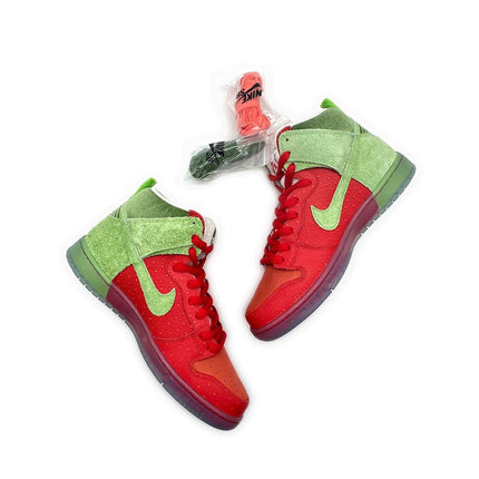 CW7093-600 Nike SB Dunk High Strawberry Cough University Red Spinach Green