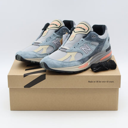 U991SG2 New Balance 991V2 Blue Silver MiUK Turbulence Quiet Grey Pink (Men's)