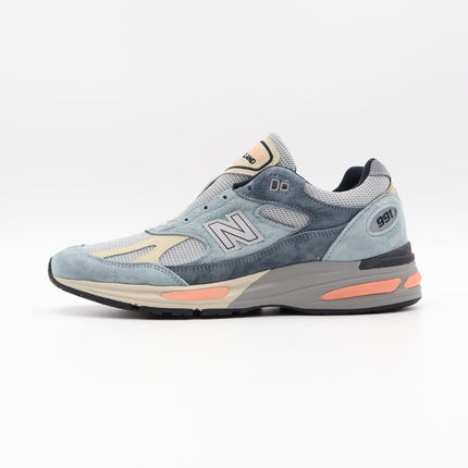 U991SG2 New Balance 991V2 Blue Silver MiUK Turbulence Quiet Grey Pink (Men's)