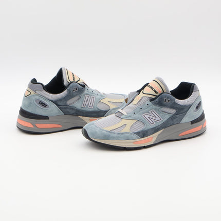 U991SG2 New Balance 991V2 Blue Silver MiUK Turbulence Quiet Grey Pink (Men's)