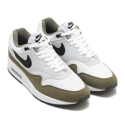 FD9082-102 Nike Air Max 1 White Black Pure Platinum Medium Olive (Men's)