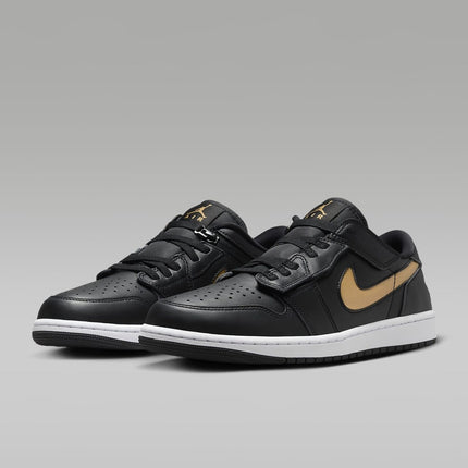 DM1206-071 Nike Air Jordan 1 Low FlyEase Black White Metallic Gold (Men's)