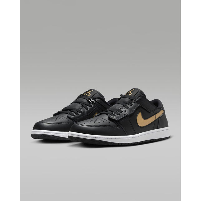 DM1206-071 Nike Air Jordan 1 Low FlyEase Black White Metallic Gold (Men's)