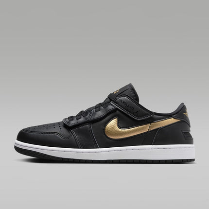 DM1206-071 Nike Air Jordan 1 Low FlyEase Black White Metallic Gold (Men's)