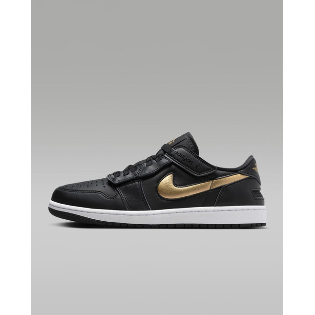 DM1206-071 Nike Air Jordan 1 Low FlyEase Black White Metallic Gold (Men's)