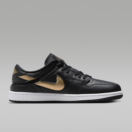 DM1206-071 Nike Air Jordan 1 Low FlyEase Black White Metallic Gold (Men's)