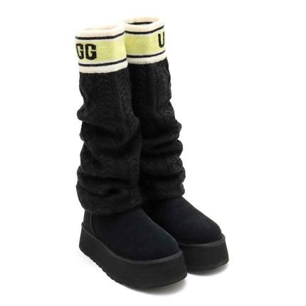 1144044-BLK UGG Women's Classic Sweater Letter Tall Black (Women's)