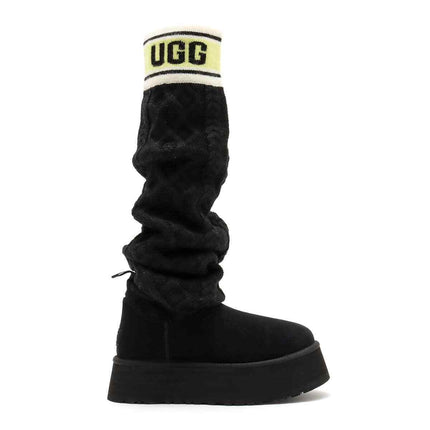 1144044-BLK UGG Women's Classic Sweater Letter Tall Black (Women's)