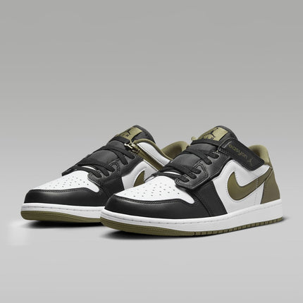 DM1206-102 Nike Air Jordan 1 Low FlyEase White Black Medium Olive (Men's)