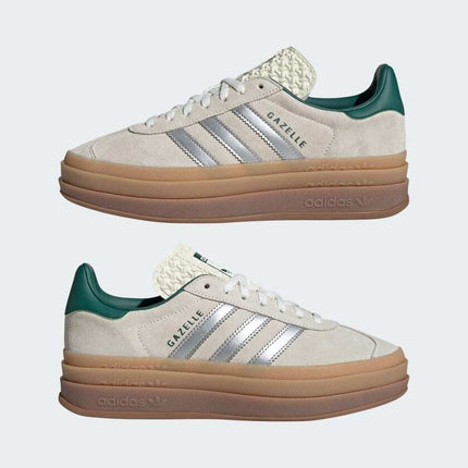 JI0328 adidas Originals Gazelle Bold Off White Silver Metallic College (Women's)