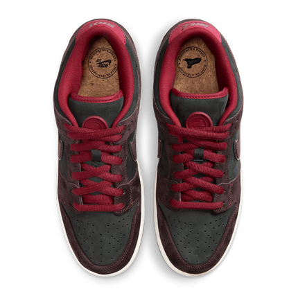 FZ1289-200 Riot Skateshop Nike SB Dunk Low Pro QS Mahogany and Team Red (Men's)