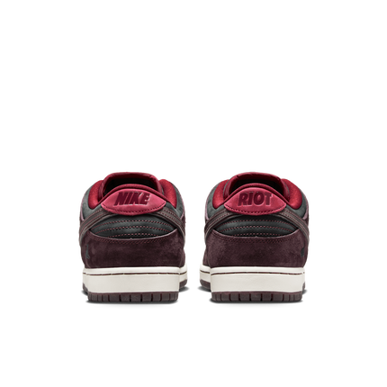 FZ1289-200 Riot Skateshop Nike SB Dunk Low Pro QS Mahogany and Team Red (Men's)