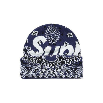 Supreme Bandana Big Logo Beanie Blue