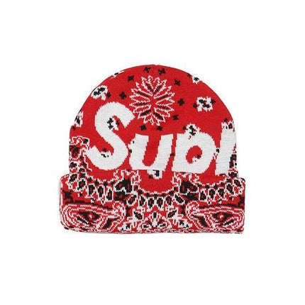 Supreme Bandana Big Logo Beanie Red