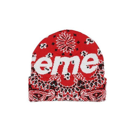 Supreme Bandana Big Logo Beanie Red