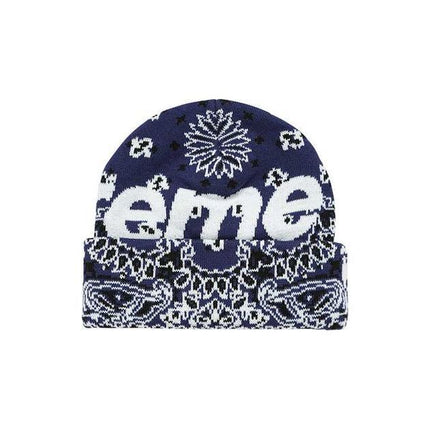 Supreme Bandana Big Logo Beanie Blue