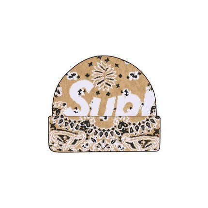 Supreme Bandana Big Logo Beanie Khaki