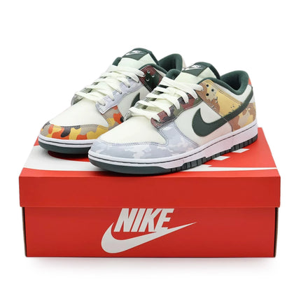 DH0957-100 Nike Dunk Low SE Sail Multi Camo White Vintage Green Orange (Men's)