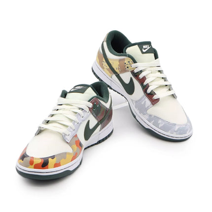 DH0957-100 Nike Dunk Low SE Sail Multi Camo White Vintage Green Orange (Men's)