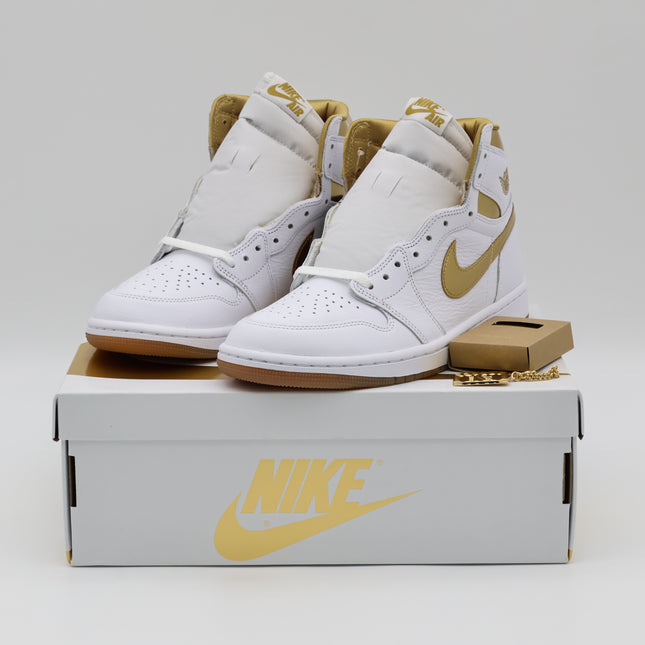 FD2596-107 Nike Air Jordan 1 Retro High OG White and Gold (Women's)