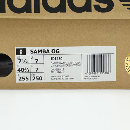 ID1450 adidas Originals Samba OG Dark Brown Cream White Gum (Men's)