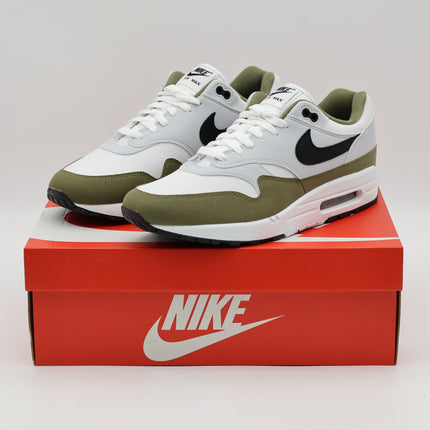 FD9082-102 Nike Air Max 1 White Black Pure Platinum Medium Olive (Men's)